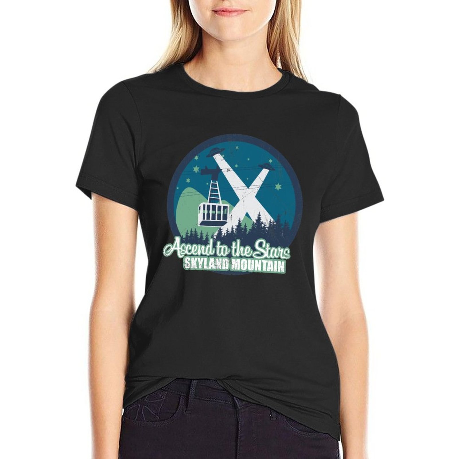 Ascend to the Stars III-디스트레스드 티셔츠, 한국 패션 빈티지 티셔츠, 여성용 운동 셔츠